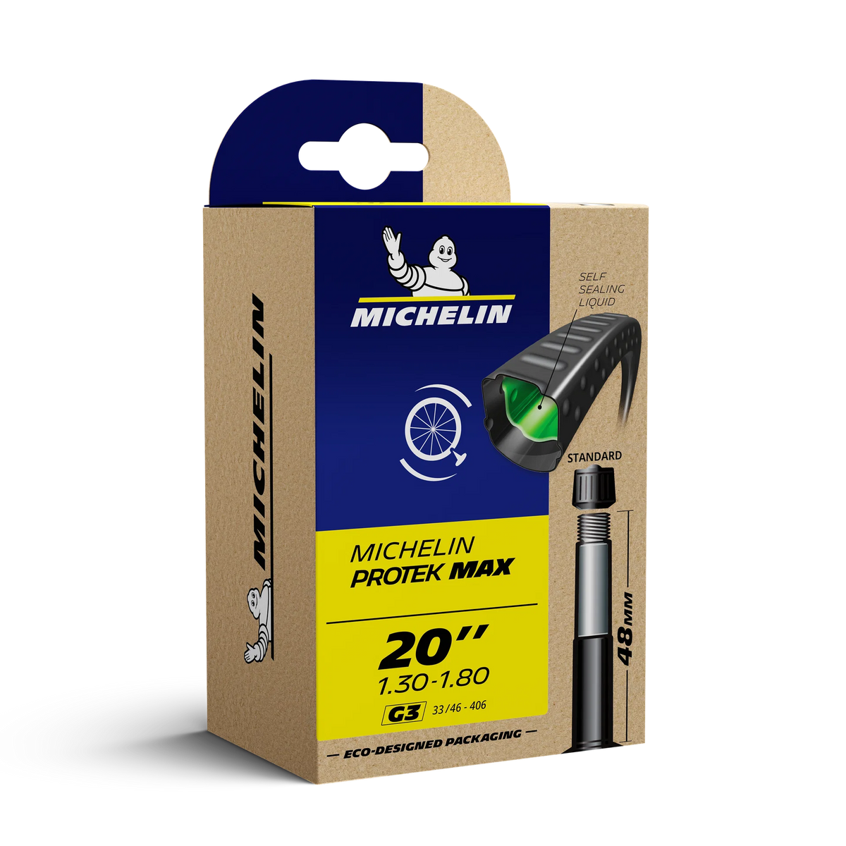 Original Michelin Schlauch Protek Max 20" (AV 48mm) | Selbstdichtend fßr Fahrradanhänger