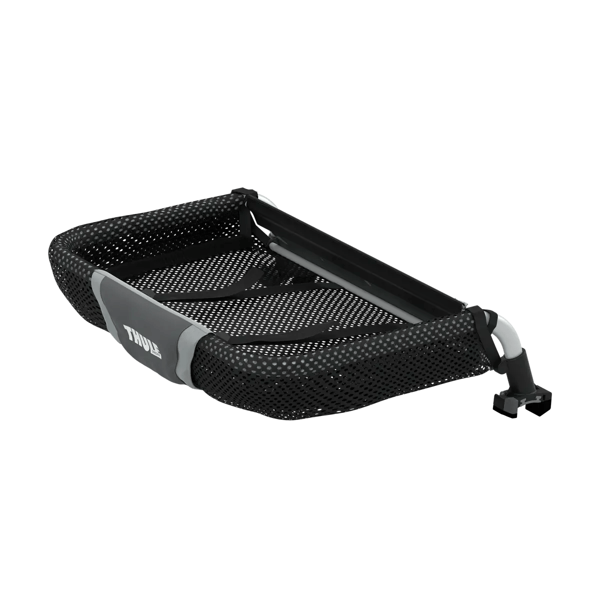 Thule Chariot Cargo Rack Gepäckträger für Einsitzer und Zweisitzer – Zweisitzer Aufsatz am Kinderwagen in 3D-Ansicht