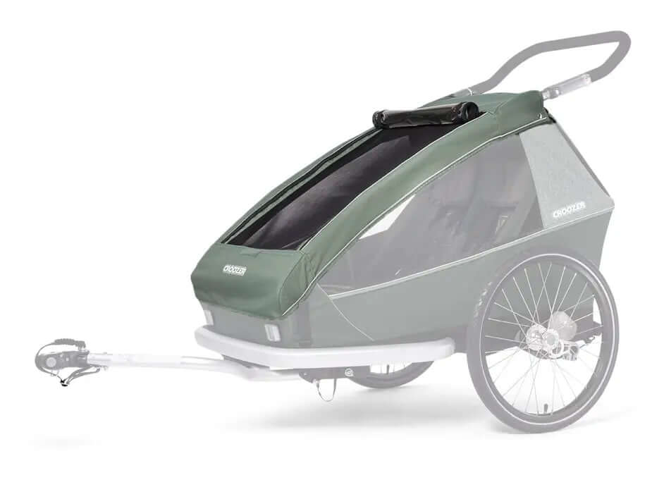 Croozer 2in1 Ersatzverdeck Jungle Green – seitliche Ansicht des Verdecks für den Croozer Zweisitzer/Einsitzer