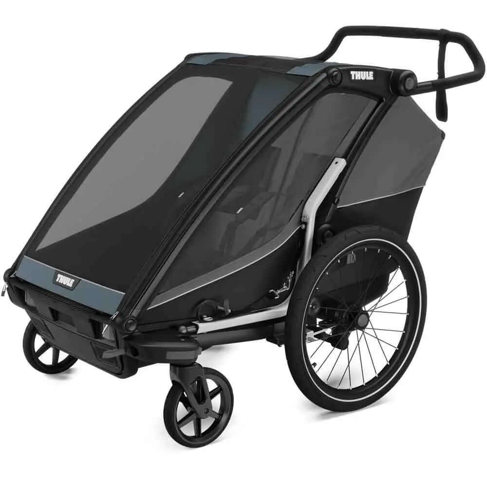 Insektengitter Thule Chariot Cab Zweisitzer 2017 Mesh Dark Slate an Cab-Aufbau im Vorderansicht