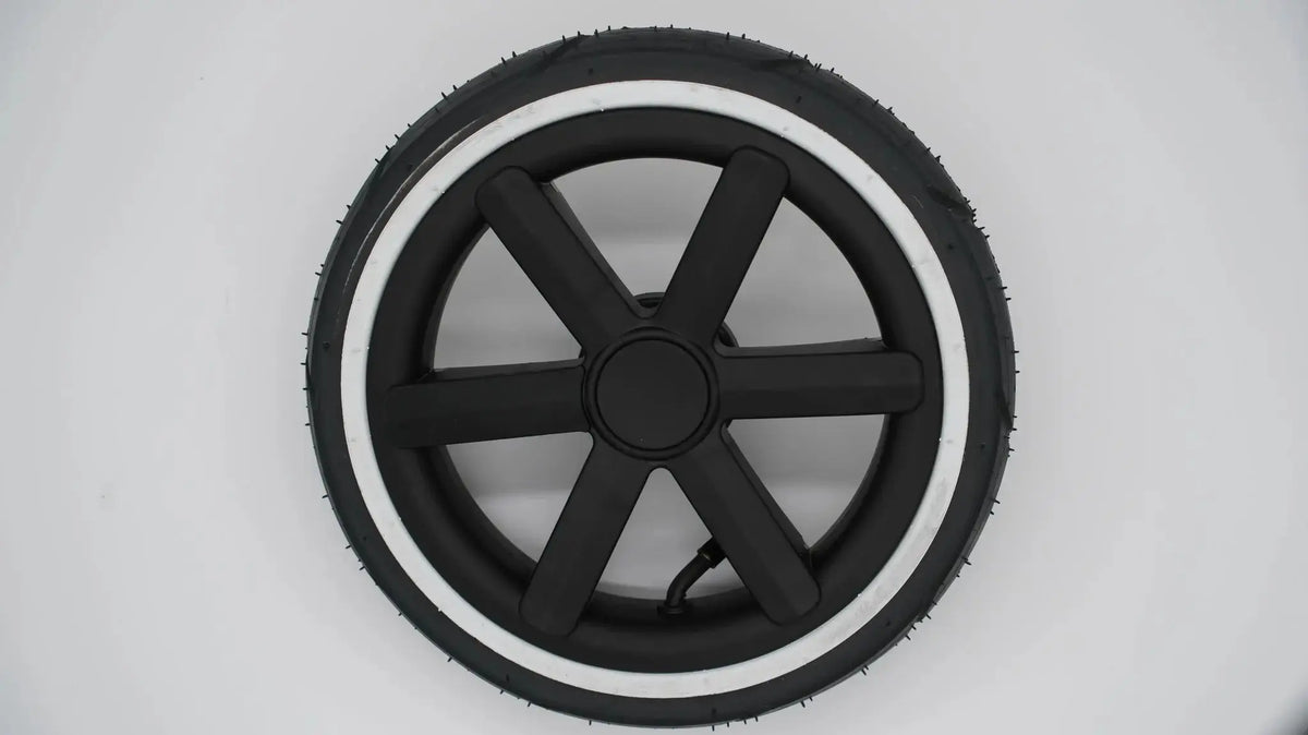 Obenansicht des ABC-Design Hinterrad Salsa 4 Air 12 Zoll in Schwarz, betont die ansprechende Form und das praktische Design