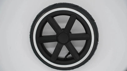 Obenansicht des ABC-Design Hinterrad Salsa 4 Air 12 Zoll in Schwarz, betont die ansprechende Form und das praktische Design