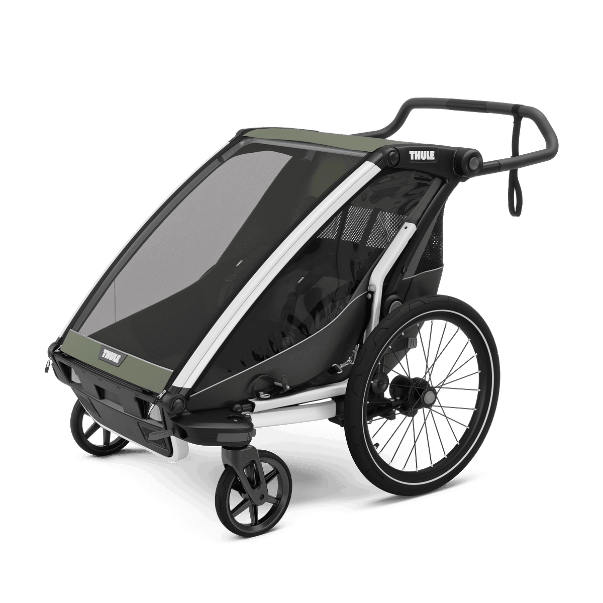 Insektengitter Thule Chariot Lite ab 2017 für Zweisitzer, Vintage Grün – Ansicht am Kinderwagen-Ersatzteil